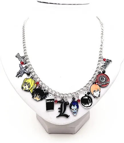Vista 4 de HSYLETB Collar de Halloween con texto en inglés Muerte no encanta regalos para hombres y mujeres Metal Aleación