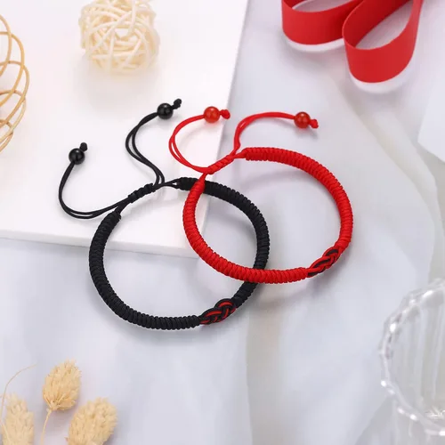 Vista 3 de PINKDODO Pulseras de cuerda roja de protección ajustable de buena suerte nudo pulsera para parejas, amigos, familia, mujeres, hombres, niñas y niños