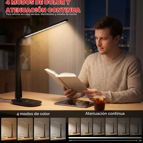 Vista 3 de Honeywell Lámpara de escritorio LED para oficina en casa, luz de lectura