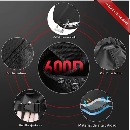 Vista 5 de Funda de bicicleta para 1 bicicleta, 600D, para almacenamiento al aire libre, impermeable y resistente, funda de bicicleta para bicicleta eléctrica