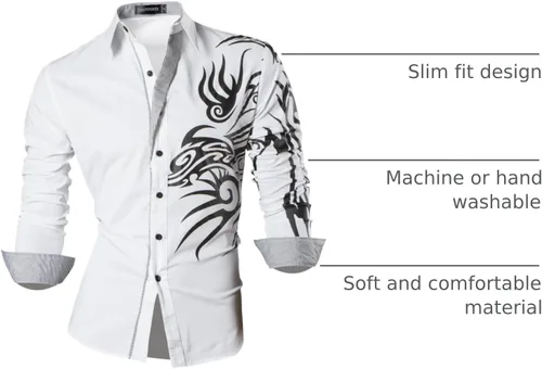 Vista 107 de JZS041, camisa de vestir de manga larga para hombre
