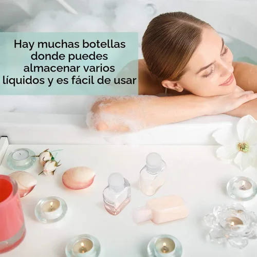 Vista 2 de Boao 30 botellas de viaje portátiles de 1 onza/1.0 fl oz, botella vacía de plástico transparente, recipientes reutilizables recargables para viajes