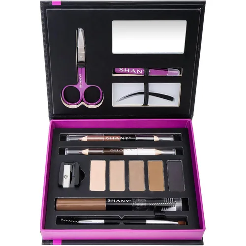Vista 2 de SHANY Juego de cejas de chicka para cejas, kit de maquillaje de cejas de 17 piezas con polvo para cejas, gel para cejas, lápices de doble extremo