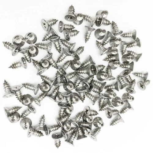 Vista 4 de Tornillos de 0.197 x 0.472 in, cabeza plana, Phillips Drive, autoperforantes, tornillos de madera para paneles de yeso de acero inoxidable 304, 100