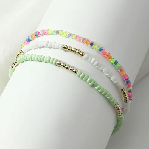 Vista 4 de Tobillera de concha para mujer, tobillera ajustable con cuentas trenzadas, joyería de pie, regalos para niñas