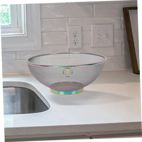 Vista 7 de TEHAUX Stainless Steel Fine Mesh Rice Strainer Bowl Colander for Washing Grains and Vegetables Smooth Polished Surface Kitchen Rinsing Basket