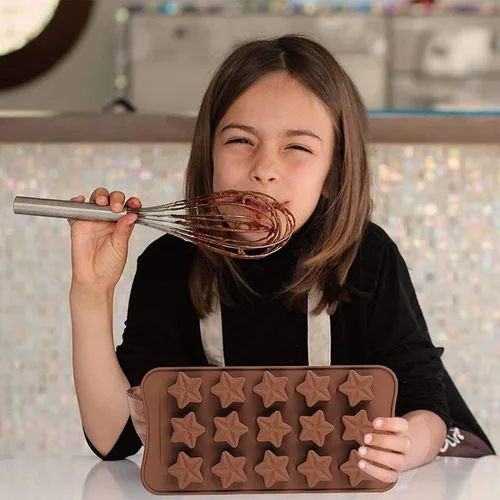 Vista 5 de Moldes de silicona para chocolate con forma de estrella, 2 unidades de 15 cavidades para cubitos de hielo, molde de silicona antiadherente