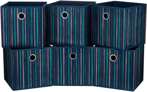 Vista 12 de QY-SC19-6 - 6 cubos de almacenamiento plegables de tela de 11 x 11 x 11 pulgadas, para organizadores del hogar, cajones de almacenamiento