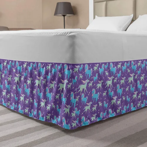 Vista 18 de Lunarable Falda de cama elástica de trébol, tréboles de cultura irlandesa con temática del día de San Patricio, 4 hojas, falda de cama de tela