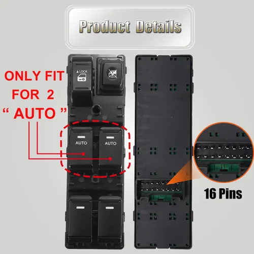 Vista 4 de 93570-2P200 Interruptor de ventana de control eléctrico delantero izquierdo compatible con Kia Sorento 2010-2012, reemplazo del interruptor