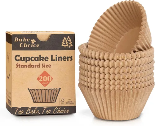 Vista 11 de Bake Choice - 200 forros estándar para cupcakes para hornear, forros para magdalenas marrones Food-grade cupcake wrappers, greaseproof parchment