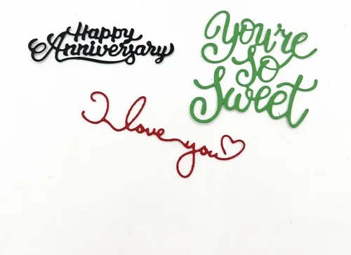 Vista 4 de Metal Love You Happy Anniversary Blessing Words Die Cuts, You are So Sweet Greetings - Plantillas para manualidades, plantillas de molde