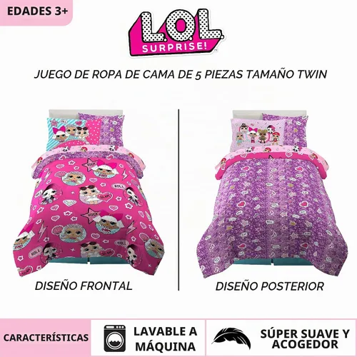 Vista 3 de Franco - Juego de edredón y sábanas para niños de microfibra supersuave con funda, 5 piezas, tamaño individual, LOL Surprise
