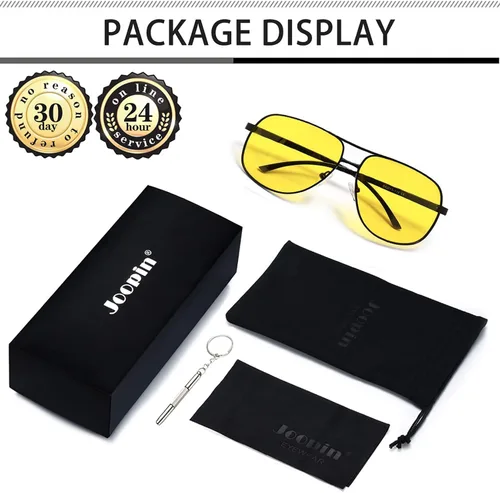 Vista 6 de Joopin Lentes de sol rectangulares persianas militares clásicas para hombres gafas de sol de aviación de metal protección UV polarizadas