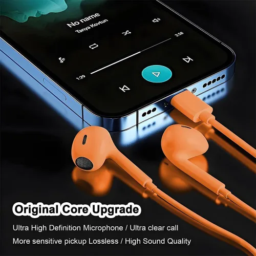 Vista 5 de Paquete de 2 auriculares USB C para iPhone 17 16 15 Pro Max, auriculares tipo C con micrófono y control de volumen, auriculares USB C con cable