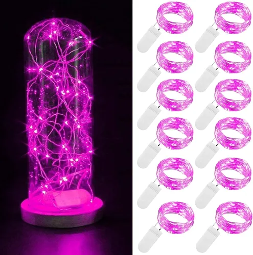 Vista 19 de Paquete de 12 luces de hadas con pilas, 7 pies, 20 luces LED, impermeables, alambre plateado, luces de Navidad para decoración al aire libre, mini