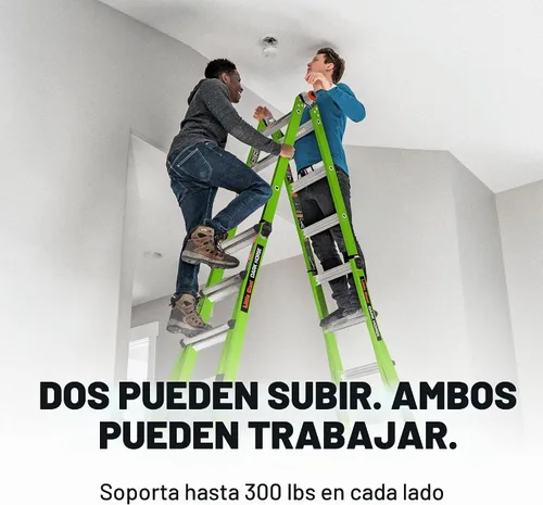 Vista 5 de Little Giant Escaleras Dark Horse 2.0 FG 13', verde de alta visibilidad