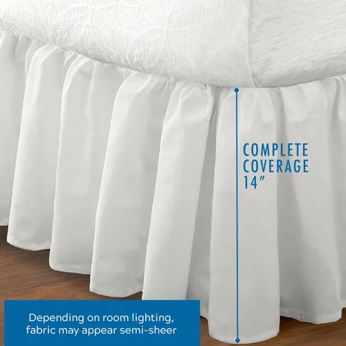 Vista 3 de Faldón plisado de popelina para cama tamaño California King, de Fresh Ideas Blanco