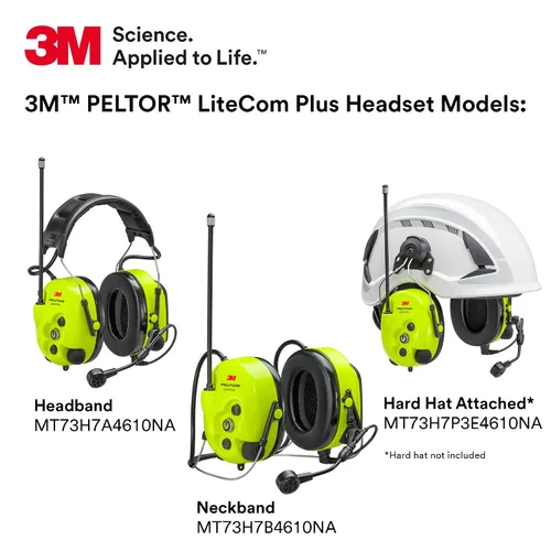 Vista 7 de 3M PELTOR LiteCom Plus Headset MT73H7P3E4610NA, protector auditivo se conecta al casco, radio de 2 vías, micrófono de voz con cancelación de ruido