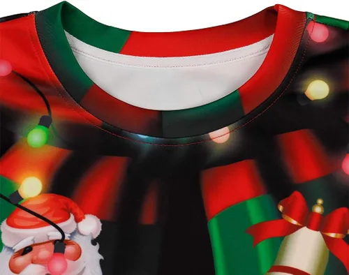 Vista 3 de Colorful House Suéter feo de Navidad, unisex, estampado, sudadera con impresión digital 3D