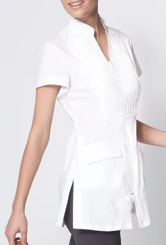 Vista 5 de Noel Asmar Uniforms Cap Sleeve Spa Tunic, cremallera frontal bidireccional