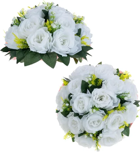 Vista 47 de BLOSMON Bolas de Flores para Bodas, Centros de Mesa de Rosas, 2 Piezas, Flores Artificiales Negras, Bolas Florales Colgantes, Decoración de Arreglos