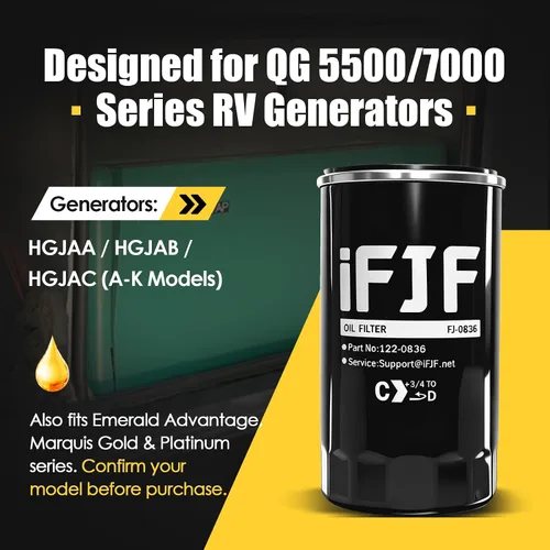 Vista 2 de iFJF 122-0836 Filtro de aceite de repuesto para RV QG 5500/7000 Serie HGJAA HGJAB HGJAC de giro que reemplaza 01220836 B7238 PH2875 PH10027 OE