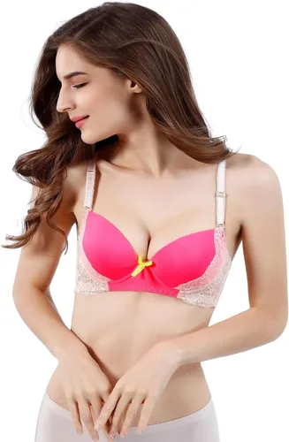 Vista 4 de YooMee Conjunto de brasier con aros para mujer paquete de 4 sujetadores de encaje con copa completa