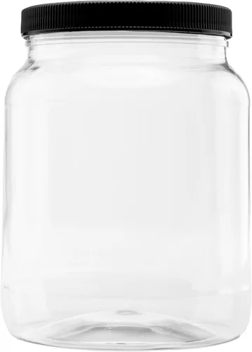Vista 21 de Tarro de plástico de 64 oz (1/2 galón), tapa blanca, paquete de 1