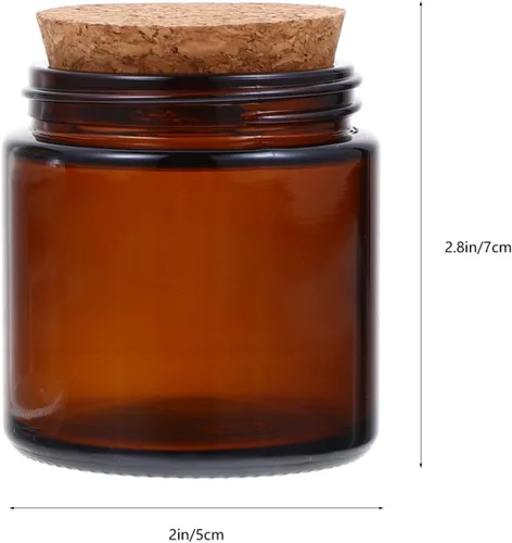 Vista 3 de Tarros de vela de vidrio con tapas de corcho, 4 unidades, 3.4 fl oz, recipientes de velas perfumadas vacíos redondos, tazas de té, soporte