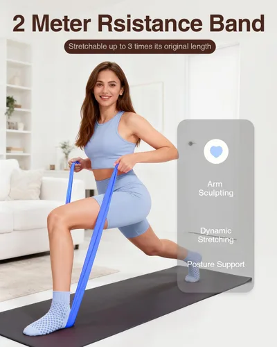 Vista 7 de Kit de Pilates para mujeres para entrenamiento en casa, equipo de Pilates juego de anillo y pelota con 3 bandas de resistencia de tela, pelota
