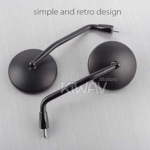 Vista 8 de KiWAV Eclipse Espejos Retrovisores Negros para Motocicleta de Aluminio Compatibles con E-mark para Motocicleta M10 Métrica