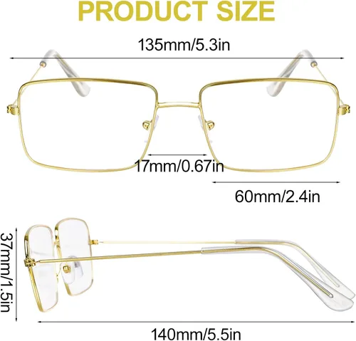 Vista 2 de hoyuwak Gafas de luz azul de moda para mujeres y hombres, gafas rectangulares de metal dorado, marco de anteojos cuadrados falsos