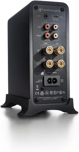 Vista 2 de Audioengine N22 - Amplificador estéreo de escritorio - Amplificador de potencia compacto para altavoces pasivos, audio de computadora y estéreo