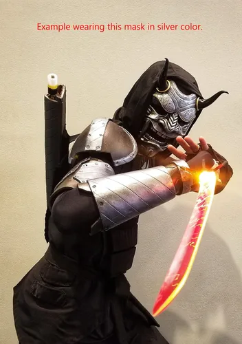 Vista 8 de Máscara de Airsoft Samurai Assassin Demon Oni BB Gun Halloween Cosplay malvado DA07