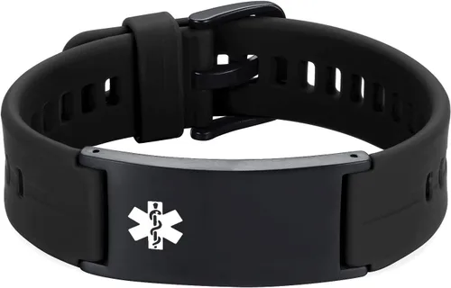 Vista 21 de LinnaLove Pulsera de alerta médica personalizada para hombres y mujeres, pulseras deportivas de acero inoxidable para identificación médica