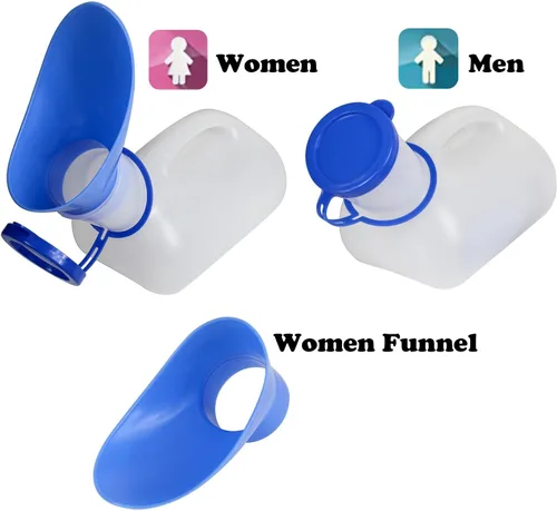 Vista 7 de AWOKEN Orinal Unisex, Orinal de Inodoro Portátil para Hombres y Mujeres, Botella de Orina con Tapa Sellada y Embudo para Niños Mayores y Pacientes