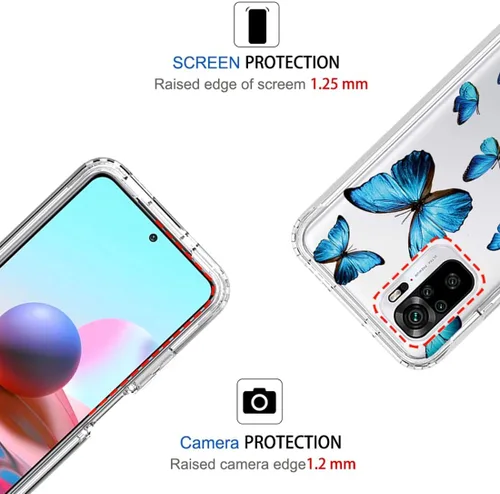 Vista 2 de Funda para Redmi Note 10 (4G)/Note 10S M2101K7BG con protector de pantalla de vidrio templado, suave 360 cuerpo completo a prueba de golpes