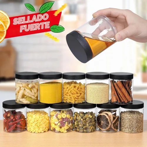 Vista 3 de sietpoek 48 PIEZAS Tarros de Plástico de 8 OZ con Tapas de Rosca, Etiquetas Recipientes Redondos Vacíos Rellenables de Slime para Almacenar