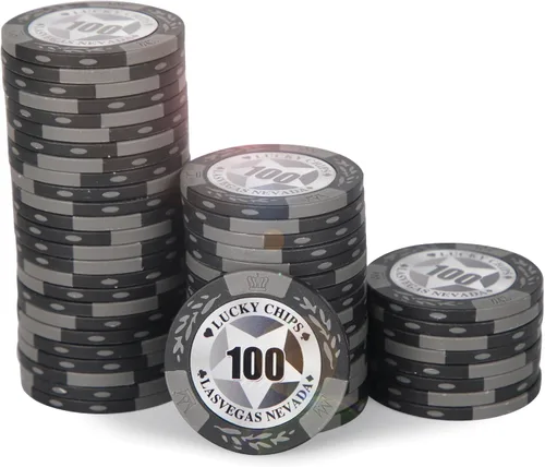 Vista 10 de ORIENGEAR Professional Poker Chips, 50 Pcs 14 Gram Composite Chips with Clear Denominations, Numbered Casino Chips for Blackjack, Roulette & Poker