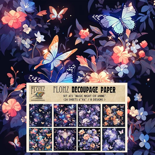 Vista 10 de Decoupage - Paquete de papel (24 hojas de 6 x 6 pulgadas), rosas doradas: delicadas rosas doradas y perlas que adornan un lienzo azul medianoche