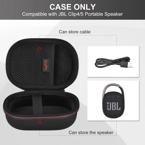 Vista 2 de Estuche rígido, estuche de transporte impermeable portátil para JBL Clip 4, Clip 5 Altavoz Bluetooth - Negro