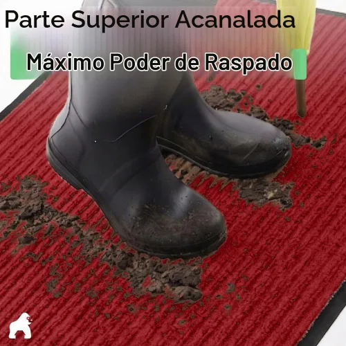 Vista 4 de Gorilla Grip - Tapete afelpado original de goma con perfil bajo, resistente, duradero, impermeable y fácil de limpiar para interior y exterior Rojo
