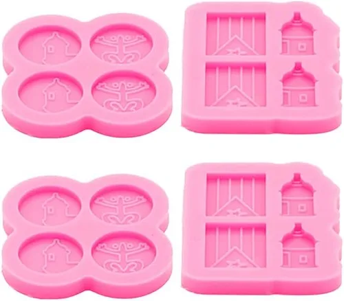 Vista 2 de 4 piezas de moldes de tachuelas de resina de silicona brillantes en forma de garitas de Puerto Rico para manualidades de resina epoxi y joyería DIY