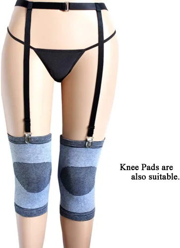 Vista 6 de Liguero sexy para mujer, negro y sencillo, liguero para medias altas hasta el muslo, clips de metal