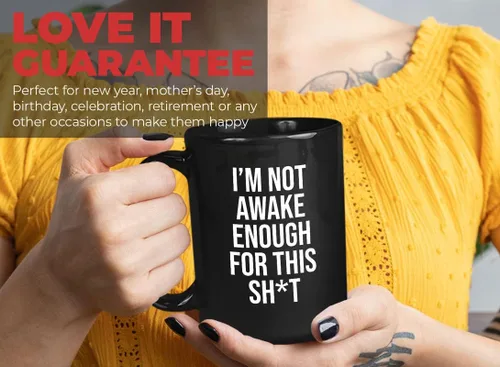 Vista 6 de Sleepy Coworkers - Taza de café de 15 onzas, color negro, con texto en inglés "I 'm not awake enough - Lazy Person Sleepy People Who Loves Doing