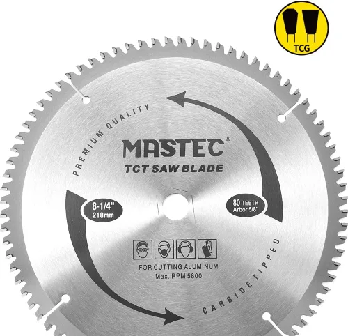 Vista 3 de 8-1/4 Pulgadas 80 Dientes TCG para Corte de Aluminio y Metales No Ferrosos con Eje DMK de 5/8 Pulgadas