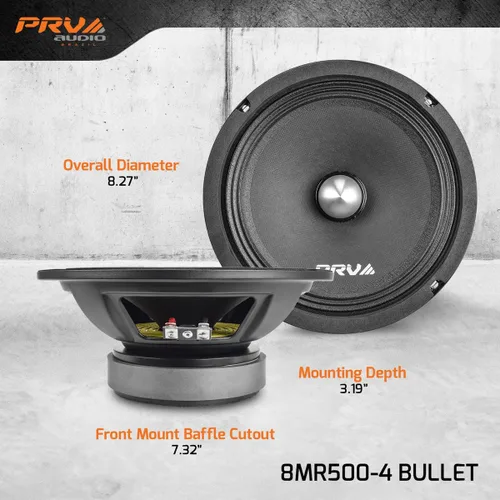 Vista 4 de PRV AUDIO Altavoz de rango medio de 8 pulgadas 8MR500-4, potencia de programa de 500 vatios, 4 ohmios, altavoces de bala de bobina de voz de 1.5