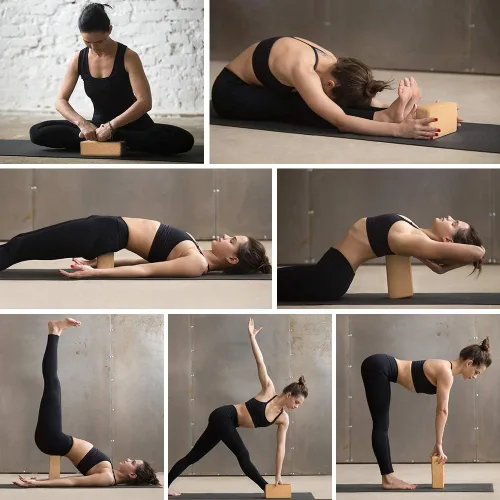 Vista 5 de Juego de bloques ladrillos y correa para Yoga (2 unidades) con aro de metal de 9x6x4 pulgadas. proporciona estabilidad Equilibrio y apoyo mejorar