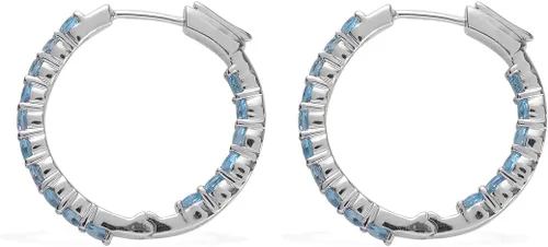 Vista 3 de Femme Luxe Pendientes de aro con piedras preciosas Inside-Out en plata, meses de piedra natal